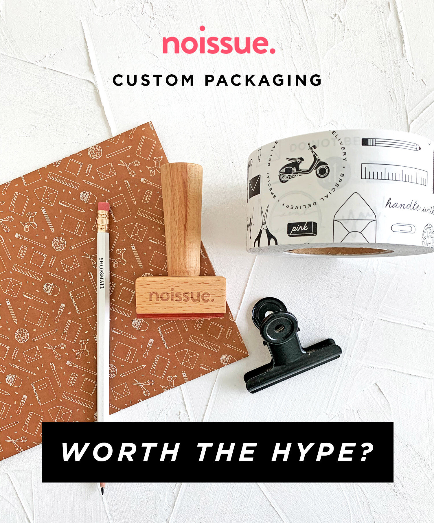 product review, noissue custom tissue paper, tape, and stamps — Akula  Kreative